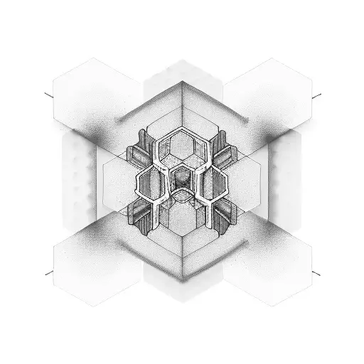 honeycomb with cross cut out in middle  tattoo design idea