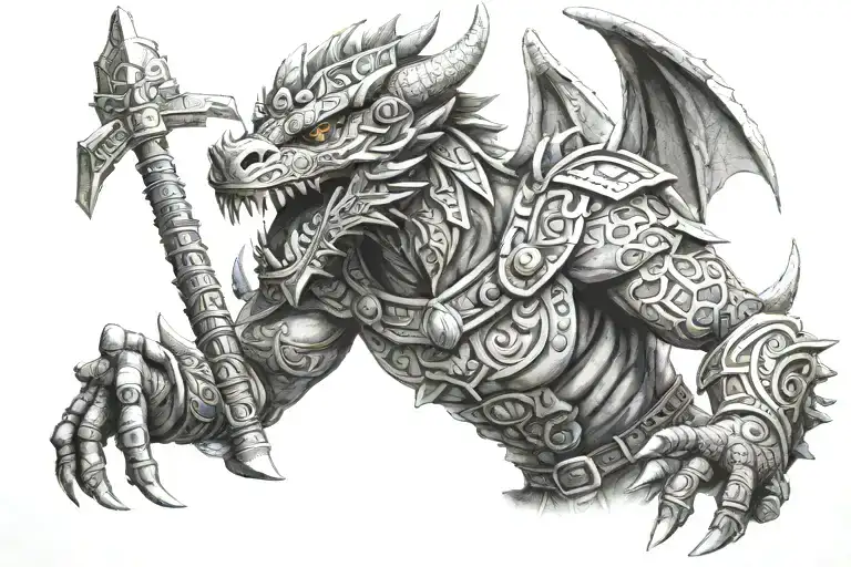 Aztec dragon warrior   tattoo design idea