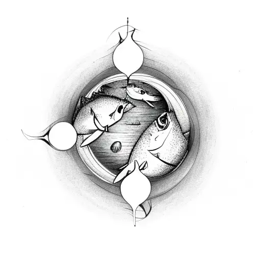 two carps swimming in circle inside a bulb tattoo design idea