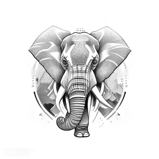 An intricate elephant made up of video game controllers tattoo design idea