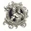 greek mythology cronus god of time, time travel, clock, 8k, high resolution tattoo design idea