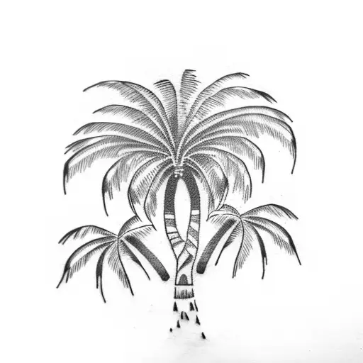 palm tree and magerita glass  tattoo design idea