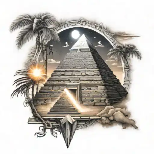 pyramid light beams tattoo design idea