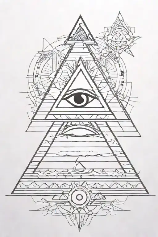 pyramid all seeing eye light tattoo design idea