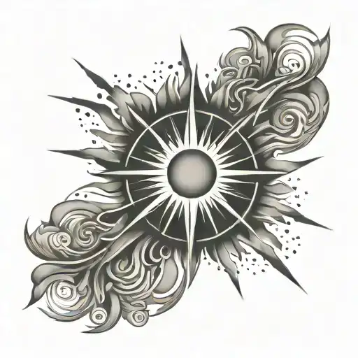 sun rays negative space tattoo design idea