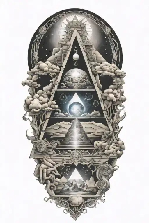 creation of adam chakras pyramid  tattoo design idea