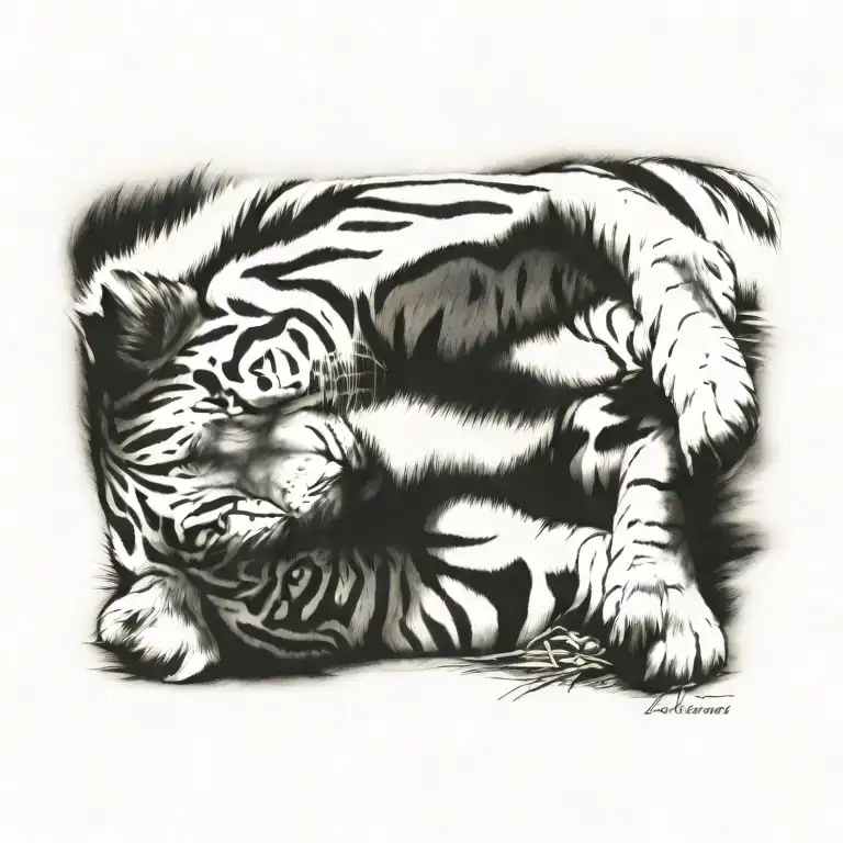 tiger laying tattoo design idea