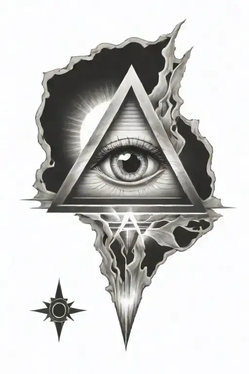 pyramid all seeing eye emitting light  tattoo design idea
