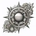 sun rays negative space tattoo design idea