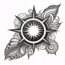 sun rays negative space tattoo design idea