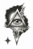 pyramid all seeing eye emitting light  tattoo design idea
