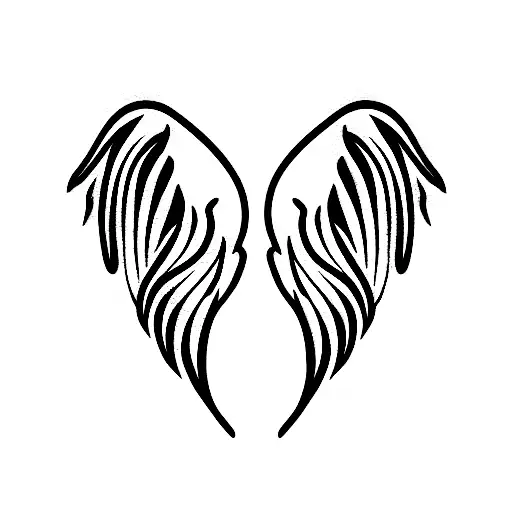 angel wings on fire tattoo design idea