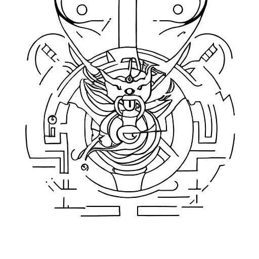 Create a minimalist tattoo design that combines the essence of Nyarlathotep and the mysteries of astronomy. tattoo design idea