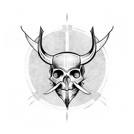 Viking Skull yelling looking up to right tattoo design idea