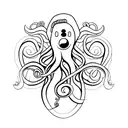 A stylized squid with tentacles shaped as a treble clef tattoo design idea