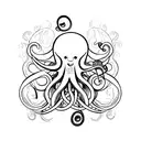 A stylized squid with tentacles shaped as a treble clef tattoo design idea