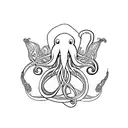 A stylized squid with tentacles shaped as a treble clef tattoo design idea