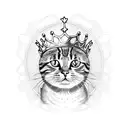 TABBY CAT ON THRONE WITH CROWN tattoo design idea