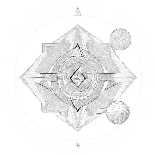 geometric circle fine lines pendulum logo maze labyrinth  tattoo design idea