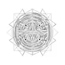 geometric circle Canada and Australia fine lines maze labyrinth  tattoo design idea