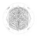 geometric circle Canada and Australia fine lines maze labyrinth  tattoo design idea