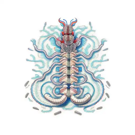 centipede with human face tattoo design idea