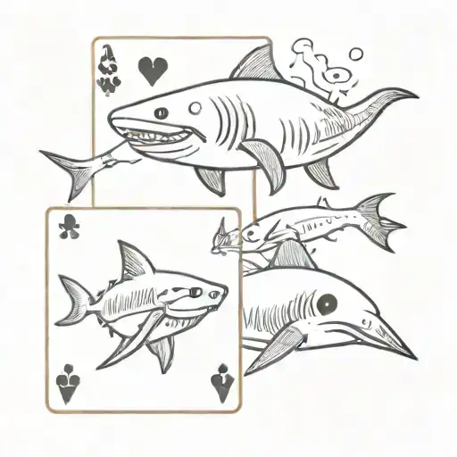 a shark, a rat, a hamster playing cards tattoo design idea