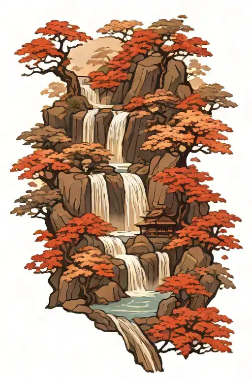 waterfall flowing aesthetic design tattoo design idea