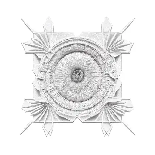 3d tropical plant in a square frame tattoo design idea