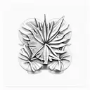 3d tropical plant scene in a square frame tattoo design idea