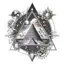 Combine elements of ancient civilizations and space to create a unique celestial pyramid tattoo design tattoo design idea