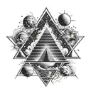 Combine elements of ancient civilizations and space to create a unique celestial pyramid tattoo design tattoo design idea