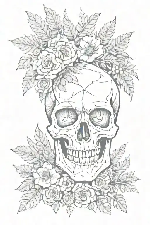 skull + memento mori, fern + memento vivere, threads + amor fati tattoo design idea