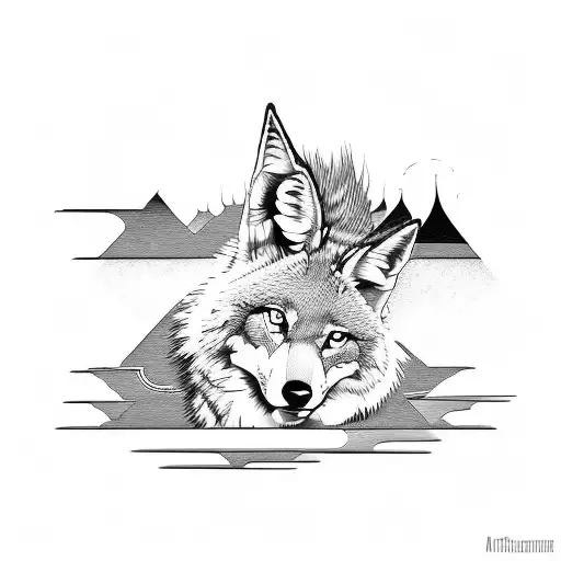 rubber hose style coyote tattoo design idea