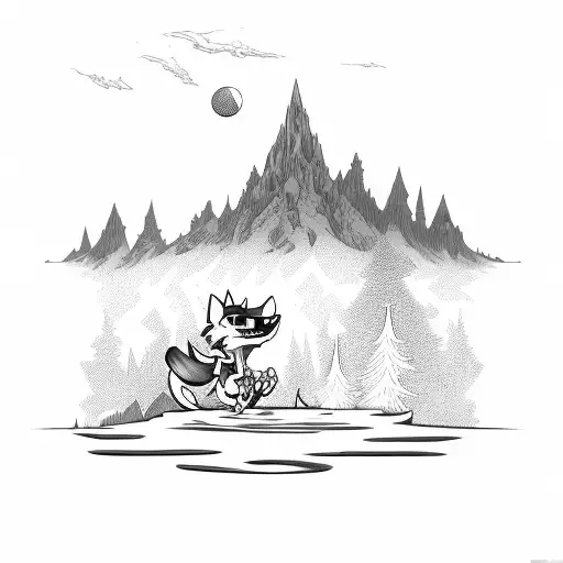 cuphead themed coyote tattoo design idea