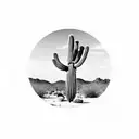 desert, Saguaro cacti, palo verde trees tattoo design idea