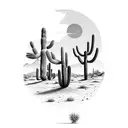 desert, Saguaro cacti, palo verde trees tattoo design idea
