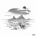 rubber hose art style, arizona landscape  tattoo design idea