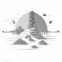 rubber hose art style, arizona landscape  tattoo design idea