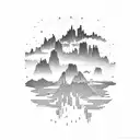 rubber hose art style, arizona landscape  tattoo design idea