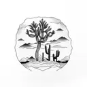 desert, Saguaro cacti, palo verde trees, half sleeve, coyote tattoo design idea