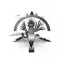 desert, Saguaro cacti, palo verde trees, half sleeve, coyote tattoo design idea