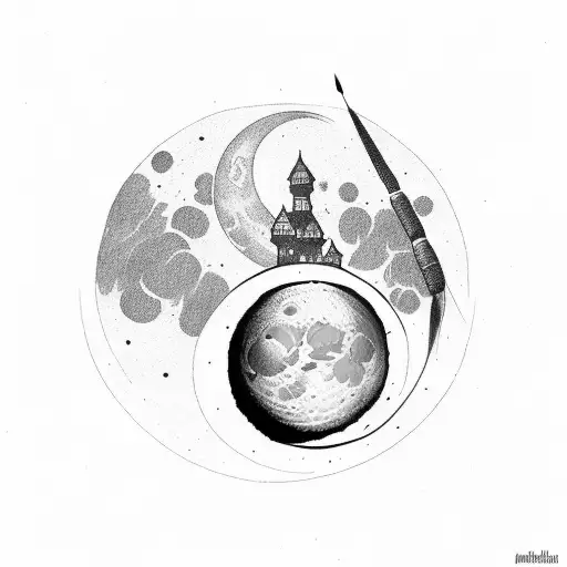 grumpy old man who can touch the moon tattoo design idea