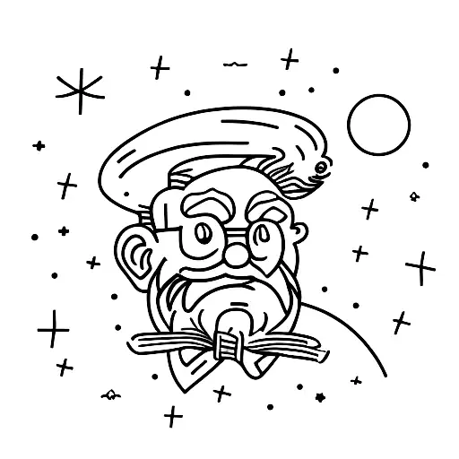 grumpy old man who can touch the moon tattoo design idea