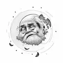 grumpy old man who can touch the moon tattoo design idea