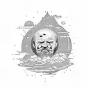 grumpy old man who can touch the moon tattoo design idea