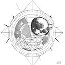 astronaut floating in space and in the background the moon tattoo design idea