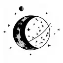 astronaut floating in space and in the background the moon tattoo design idea