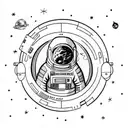astronaut floating in space and in the background the moon tattoo design idea