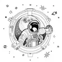 astronaut floating in space and in the background the moon tattoo design idea